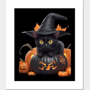 Cat In The Pumpkin Posters and Art